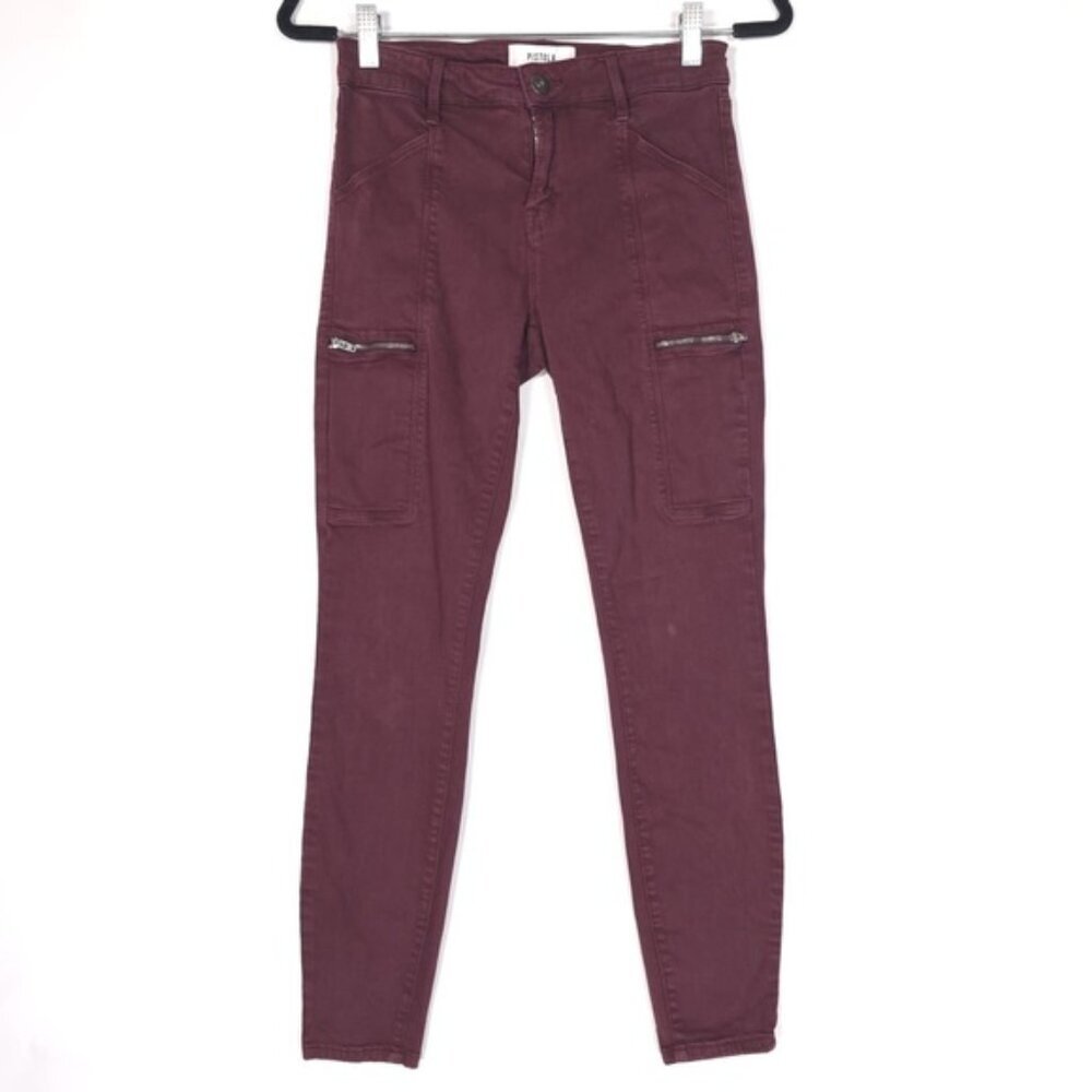 PISTOLA Women’s Hannah Zip Cargo Pockets Moto Jeans Pants P6278TLT-MAR Size 27